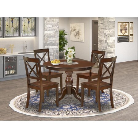 East West Furniture 5 Piece Hartland Dining Table Set - Mahogany HBBO5-MAH-W